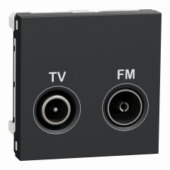 Unica - prise TV + FM - individuel - 2 mod - Anthracite - méca seul