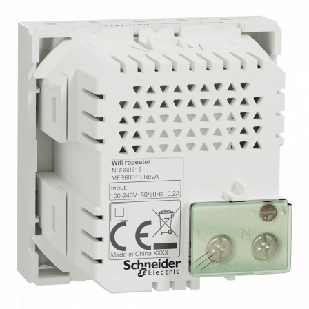 Unica - wifi répéteur - 300Mb/s 2.4 GHz - 2 mod - méca seul bornier vis - blanc