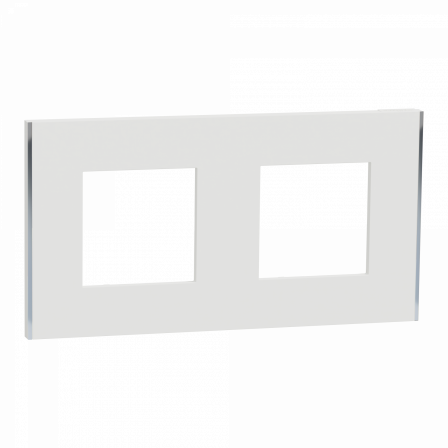 Unica Déco Subtile - Plaque de finition - Blanc liseré argent - 2P horiz vert