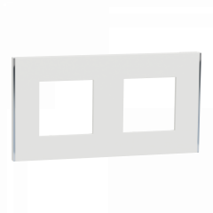 Unica Déco Subtile - Plaque de finition - Blanc liseré argent  - 2P horiz vert