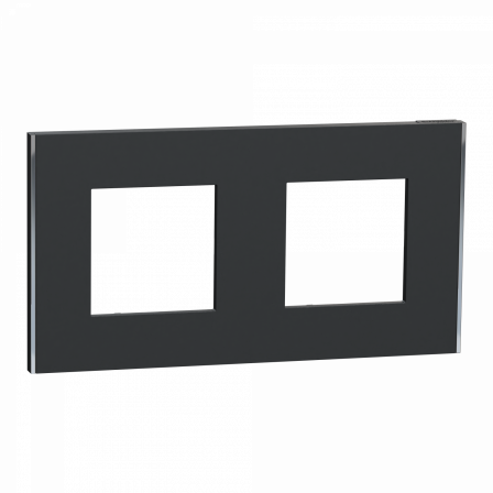 Unica Déco Subtile - Plaque de finition - Anthra liseré argent - 2P horiz vert