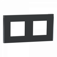 Unica Déco Subtile - Plaque de finition - Anthra liseré argent  - 2P horiz vert