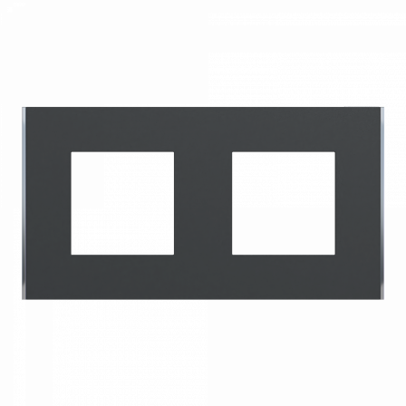 Unica Déco Subtile - Plaque de finition - Anthra liseré argent - 2P horiz vert