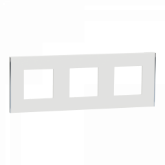 Unica Déco Subtile - Plaque de finition - Blanc liseré argent  - 3P horiz vert