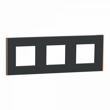 Unica Déco Subtile - Plaque de finition - Anthra liseré cuivre  - 3P horiz vert