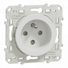 Odace - prise de courant 2P+T - blanc - à détrompage - connexions à vis