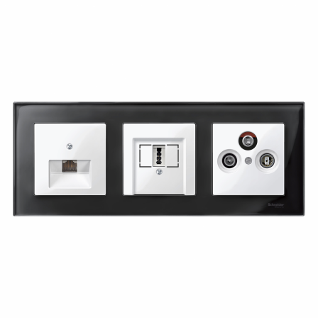 Merten M-Plan - plaque de finition - 3 postes - verre noir