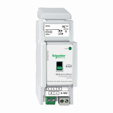 KNX - actionneur pour interfaces 1-10 V - 1 sortie - 16A cos0,6 - 5 pas de 9mm
