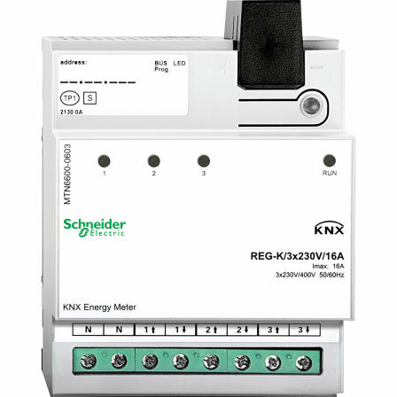 KNX - compteur d'énergie - 3 canaux - 16A par canal - Classe 1 - 8 pas de 9mm