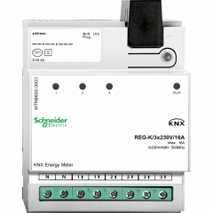 KNX - compteur d'énergie - 3 canaux - 16A par canal - Classe 1 - 8 pas de 9mm