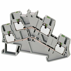 Borne push-in - 2 niveaux - passant - 4 points - 2,5mm² - gris