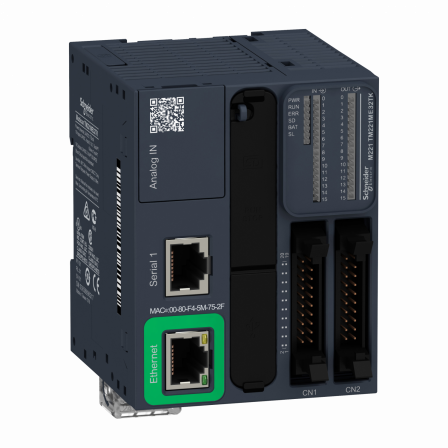 Modicon M221 Book, contrôleur 32E/S PNP, port Ethernet+série, 24VCC, HE 10