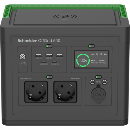 Schneider OffGrid 500, Station Electrique Portable, 230V, 517Wh Lithium-ion, LCD