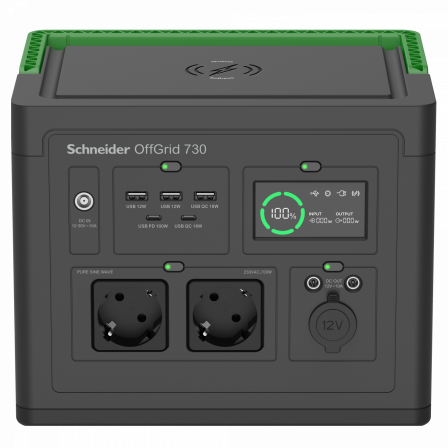 Schneider OffGrid 730, Station Electrique Portable, 230V, 738Wh Lithium-ion, LCD