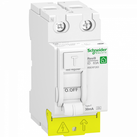 RESI9 - interrupteur différentiel - 2P - -63A - 30mA - Type Fsi - peignable