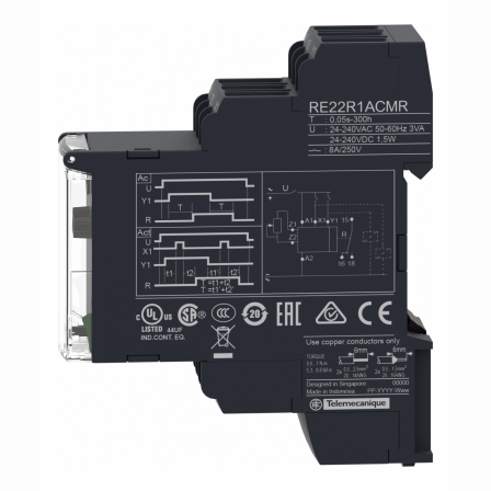 Harmony Time RE22 - relais tempo - 1OF - C Ct - 1s à 300h - 24V à 240VACDC