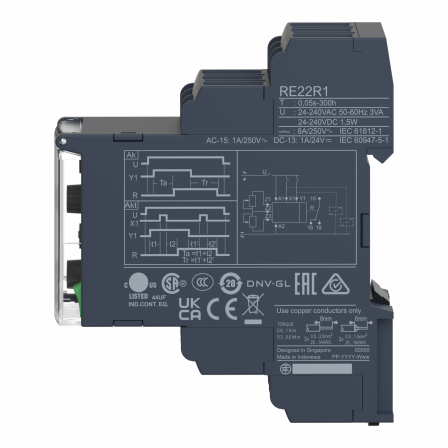 Harmony Time RE22 - relais tempo multifonctions - 1OF - 24 à 240Vca/cc