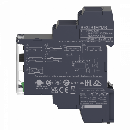 Harmony Time RE22 - relais tempo multifonctions - 1OF - 24 à 240Vca/cc