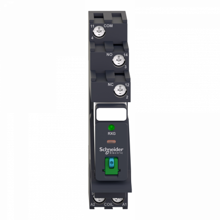 Harmony  RXG - relais embroc monté sur embase - test + DEL - 1OF 10A - 24VDC