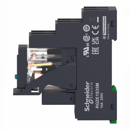 Harmony  RXG - relais embroc monté sur embase - test + DEL - 1OF 10A - 24VDC