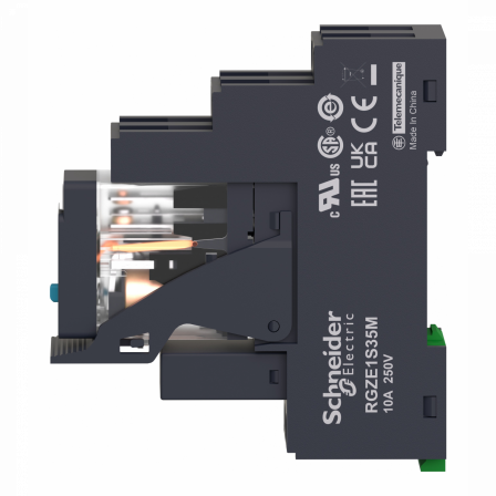 Harmony Relay RXG - relais embroc monté sur embase - test + DEL - 2OF 5A - 24VDC