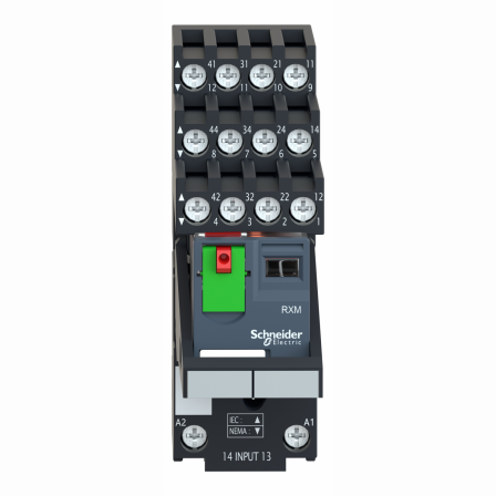 Harmony Relay RXM - relais sur embase cont séparés - 4OF - 6A - test+DEL - 230V