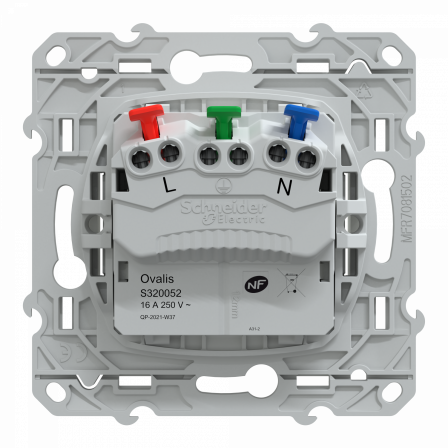 Ovalis - prise de courant 2P+T 16A affleurante - bornes automatiques - Blanc