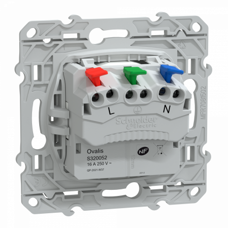 Ovalis - prise de courant 2P+T 16A affleurante - bornes automatiques - Blanc