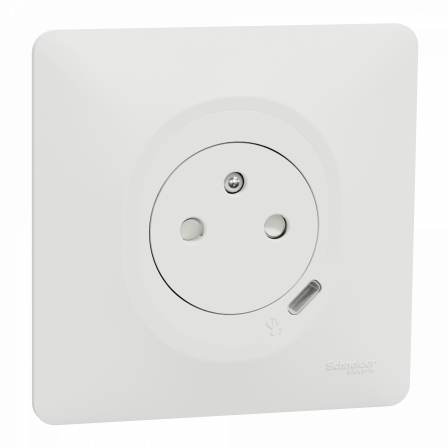 Ovalis - combi 2P+T 16A affleurante+chargeur USB-C 10,5W - connex. auto - Blanc