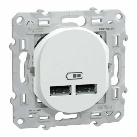 Ovalis - double chargeur USB A+A 10,5W - Blanc