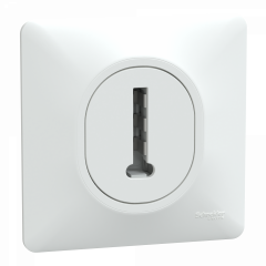 Ovalis - Prise téléphone en T - 8 contacts - avec plaque - Blanc