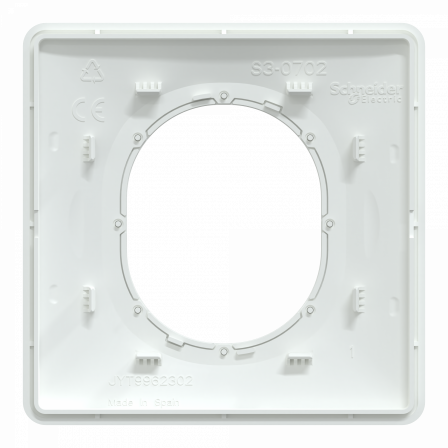 Ovalis - Plaque de finition - 1 poste Blanc avec bague effet Argent Chromé