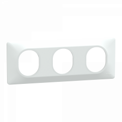 Ovalis - Plaque de finition - 3 postes Horizontal - entraxe 71 mm - Blanc