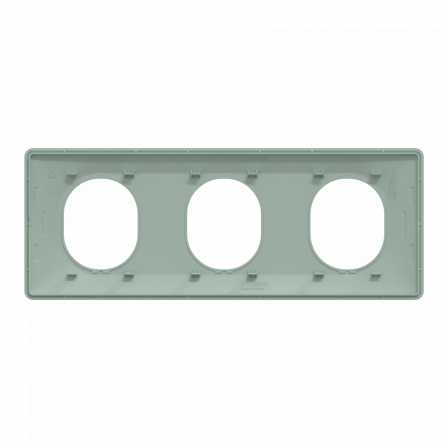 Ovalis - Plaque de finition - 3 postes Horizontal - entraxe 71mm - Sauge