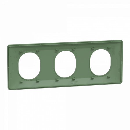 Ovalis - Plaque de finition - 3 postes Horizontal - entraxe 71mm - Vert Forêt
