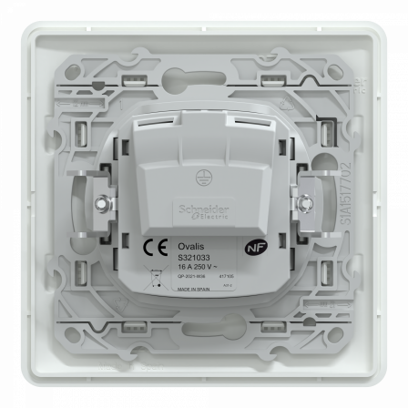 Ovalis - prise à puits - 2P - 16A - bornes vis - Blanc - avec griffes - plaque