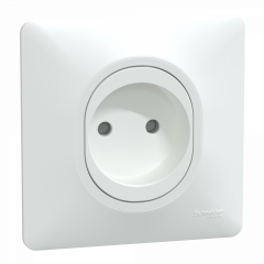 Ovalis - prise à puits - 2P - 16A - bornes vis - Blanc - avec griffes - plaque