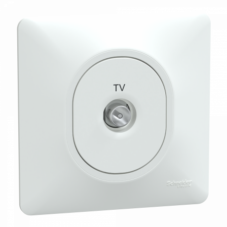 Ovalis - prise TV simple - Blanc - griffes montées - avec plaque