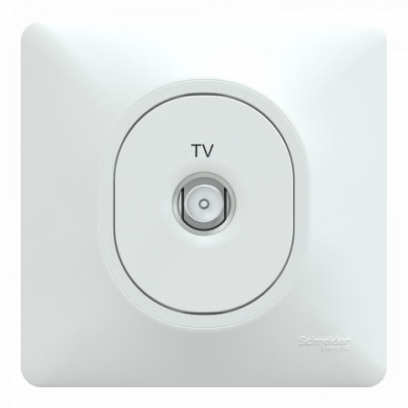 Ovalis - prise TV simple - Blanc - griffes montées - avec plaque