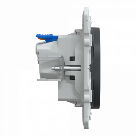 Ovalis - prise 2P+T 16A affleurante - bornes auto - Anthracite - Griffes montées