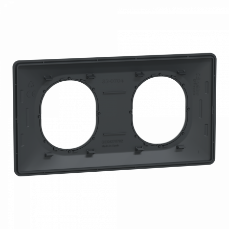 Ovalis - plaque de finition - 2 postes hor - 71mm - anthracite - argent chromé