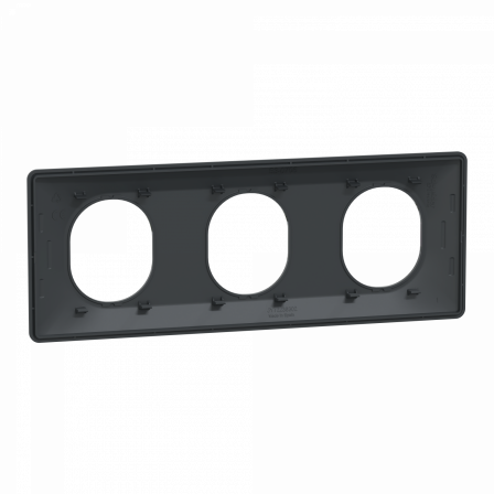 Ovalis - Plaque de finition - 3 postes Horizontal - entraxe 71 mm - Anthracite