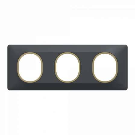 Ovalis - plaque de finition - 3 postes horizontal - 71mm - anthracite - laiton
