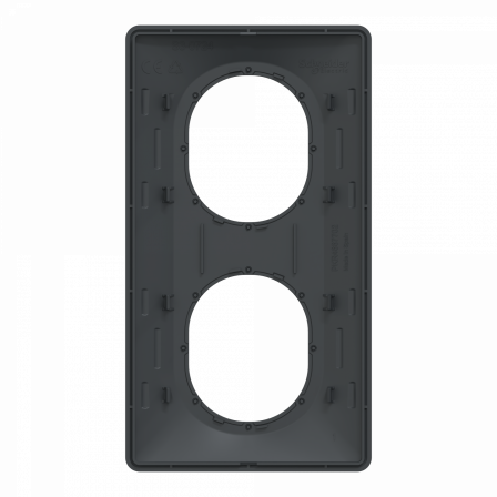 Ovalis - plaque de finition - 2 postes vert - 71mm - anthracite - argent chromé