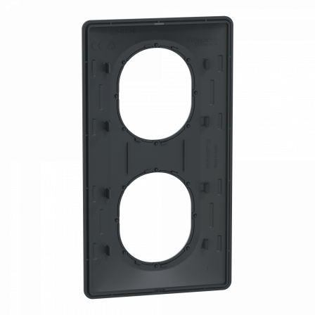 Ovalis - plaque de finition - 2 postes vert - 71mm - anthracite - argent chromé