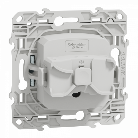 Odace prise de courant 2P+T - blc Recyclé - 4 connexions rapides par pôle