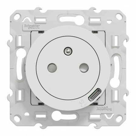 Odace - prise affleurante + USB C 10.5W - blanc