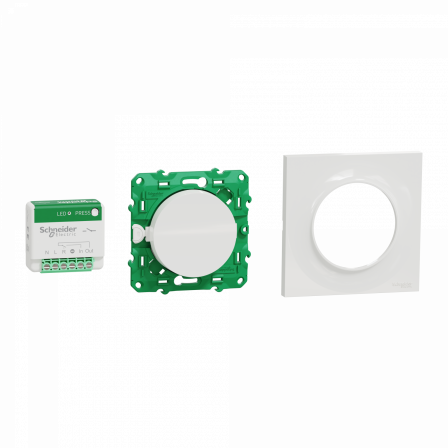 Odace sans fil sans pile - Kit actionneur micro + inter + plaque Styl - blanc