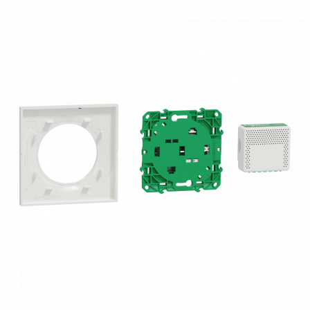 Odace sans fil sans pile - Kit actionneur micro + inter + plaque Styl - blanc