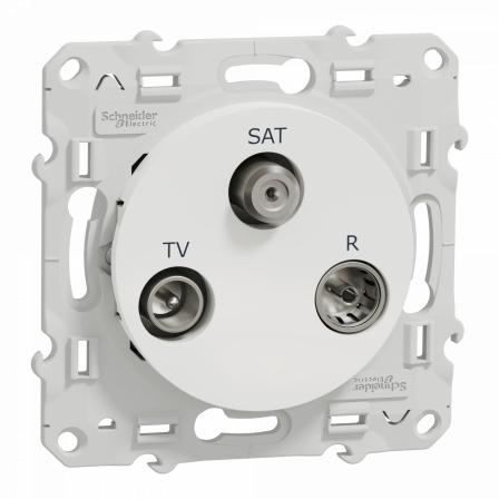 Odace - prise TV/FM/SAT - blanc - 2 entrées TV/FM et SAT